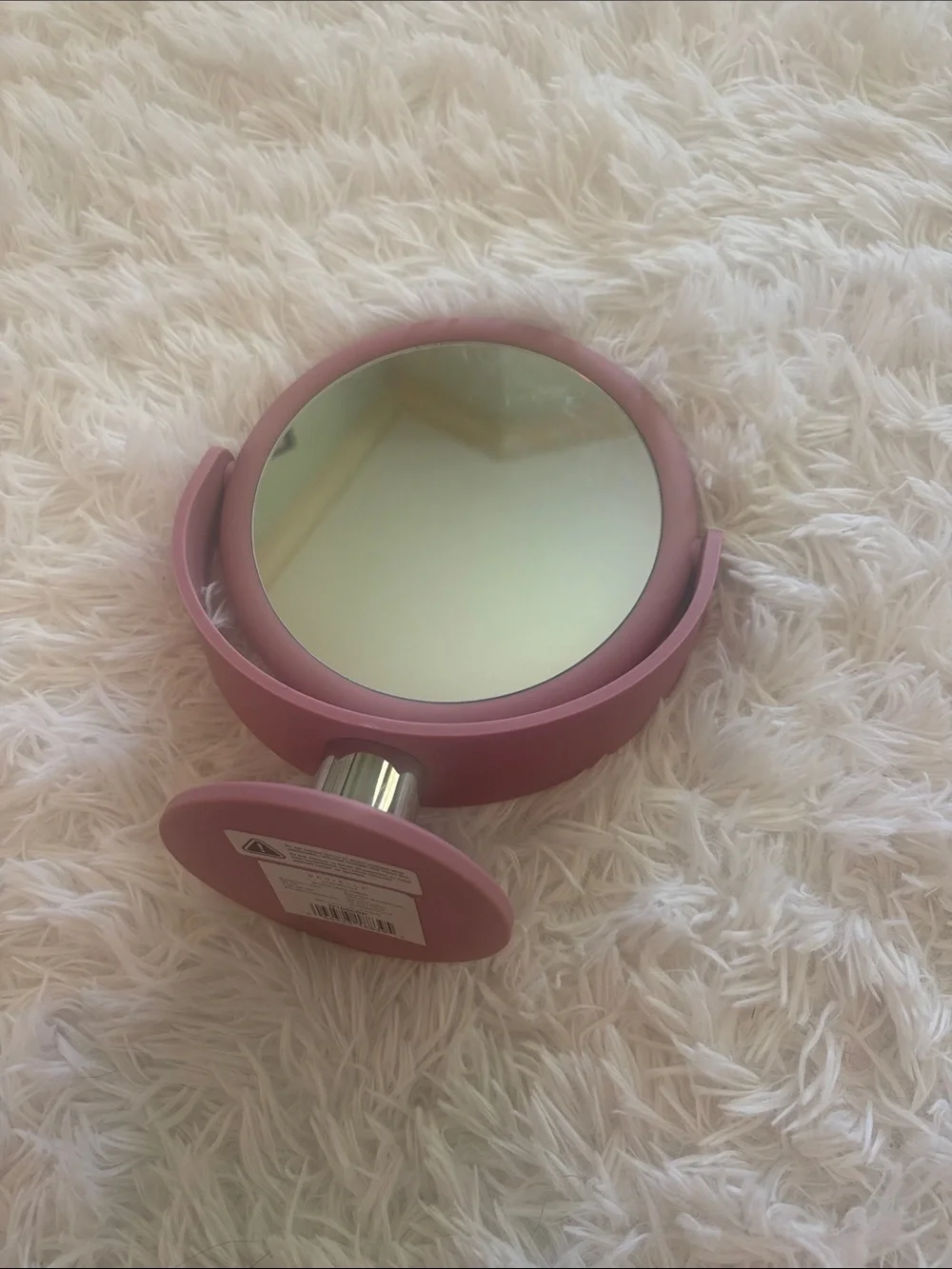 Pink Rotating Vanity Mirror - Compact Desk Makeup Mirror